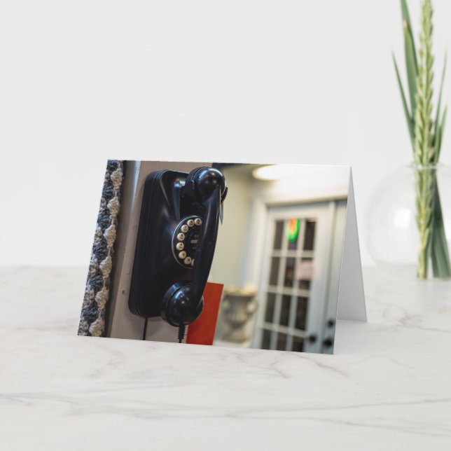 Cartão Chamada Vintage: Telefone Retro (Frente)