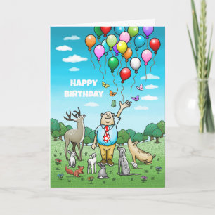 Cartão Chamando todos os animais para um feliz aniversári