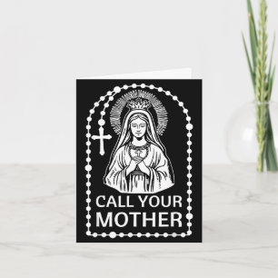 Cartão Chamar mãe humor católico virgem maria fé arte