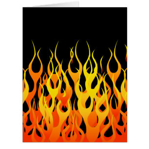 Cartão Chamas clássicas de corrida em preto sólido