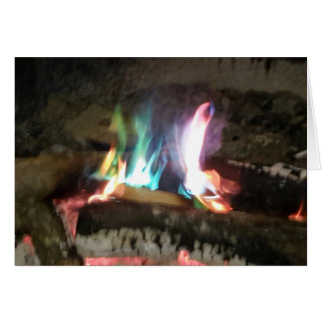 Cartão Chamas De Cor Únicas De Campfire (Frente Horizontal)