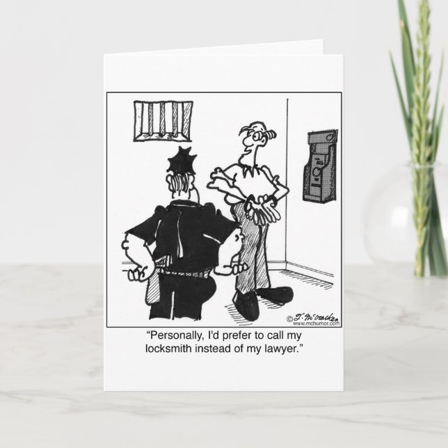 Cartão Chame um Locksmith, não um advogado (Frente)