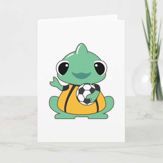 Cartão Chameleon as Goalkeeper with Soccer ball (Frente)