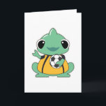 Cartão Chameleon as Goalkeeper with Soccer ball<br><div class="desc">This design is the perfect gift for a birthday, Christmas and other celebrations. It is suitable for women, men and kids.</div>
