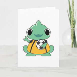 Cartão Chameleon as Goalkeeper with Soccer ball