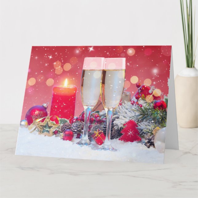 Cartão Champagne de Natal (Frente)