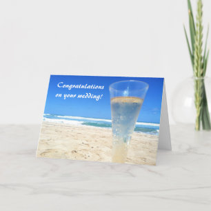 Cartão Champagne on the Beach Wedding Card