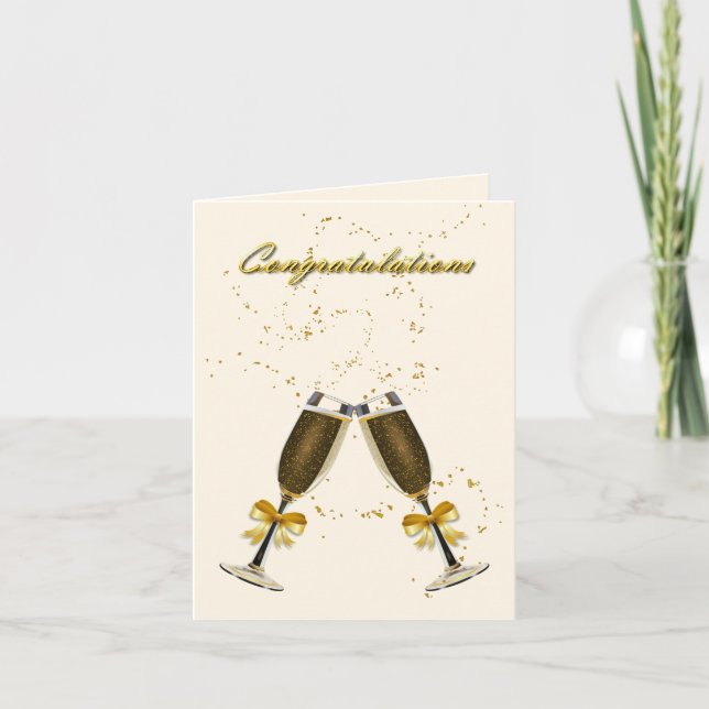 Cartão Champagne Toast Wedding Congratulations Custom (Frente)