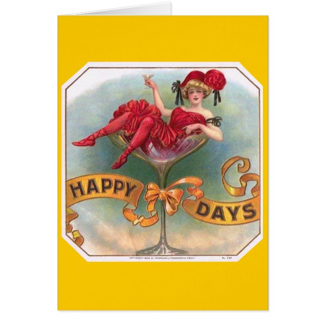 Cartão Champanhe Vermelho Vitoriano Feliz (Frente)