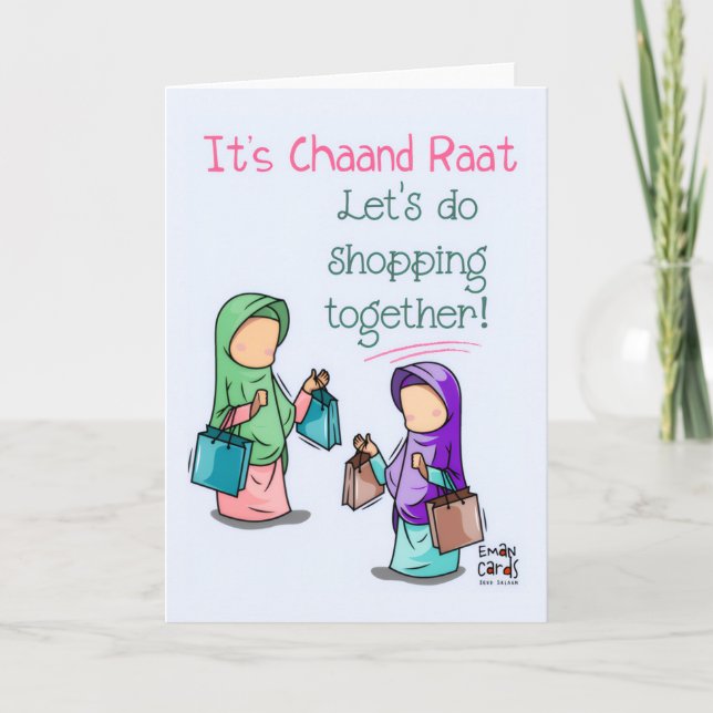 Cartão Chand Raat - Cute Shopping Invite (Frente)