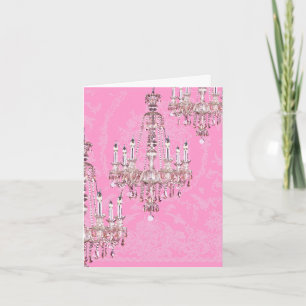Cartão Chandelier~Estilo francês cor-de-rosa cintilante