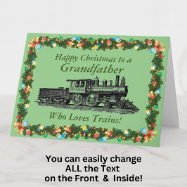 Cartão Change Name & All Text Train Grandfather Christmas