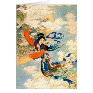 Cartão Chang'e voando até a lua