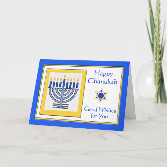 Cartão Chanukah deseja Menorah Contemporânea (Frente)