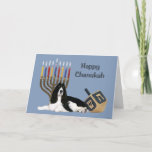 Cartão Chanukah Menorah Dre, espanhol inglês<br><div class="desc">Lembrar a família e os amigos durante a temporada de Chanukah é uma maneira maravilhosa de manter contato com as pessoas que você ama e se importa. Criei com amor e cuidado estes cartões Chanukah para cães e tenho a certeza de que qualquer pessoa que ame cães ficará encantada em...</div>