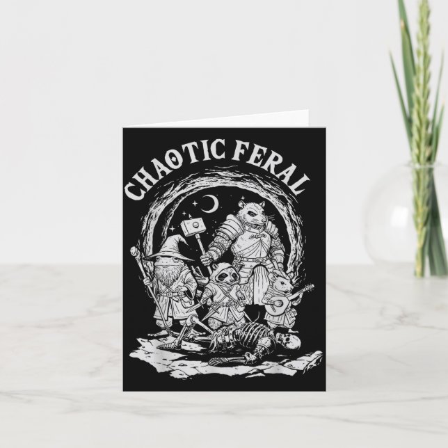 Cartão Chaotic Feral Funny Rpg Party Fantasy Animal Meme  (Frente)