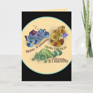 Cartão Chaotic Trash Gremlin, sleepy raccoons