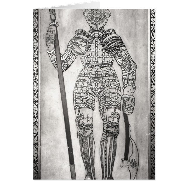 Cartão Chapa que descreve a armadura de Joana do arco (Frente)