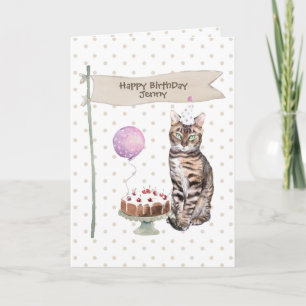 Cartão Chapéu de Aniversário de Gato Bengal