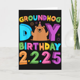 Cartão Chapéu de Aniversário do Dia da Marmota Retro 60s