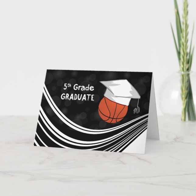 Cartão Chapéu de Basquete do 5º Graduação com Preto (Frente)