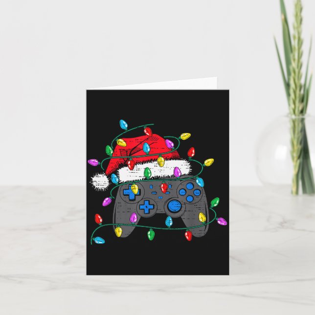 Cartão Chapeu de Controle de Video Game de Natal Papai No (Frente)
