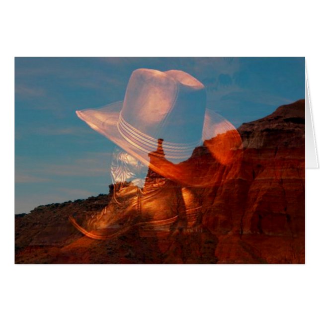 Cartão Chapéu de cowboy e botas contra Palo Duro Canyon,  (Frente Horizontal)