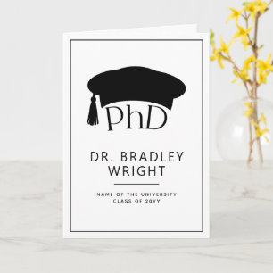 Cartão Chapéu de Doutorado Personalizado PhD Formatura