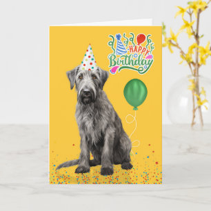 Cartão Chapéu de festa de cão Irish Wolfhound amarelo de