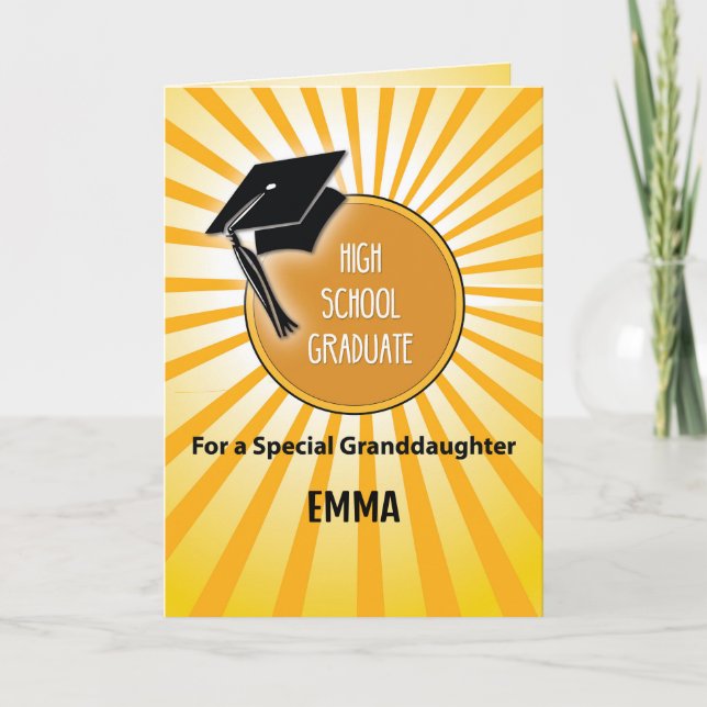 Cartão Chapéu de Graduação de Segundo grau da neta no Sol (Frente)