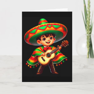 Cartão Chapéu de Mariachi Engraçado Cinco De Mayo Guitarr