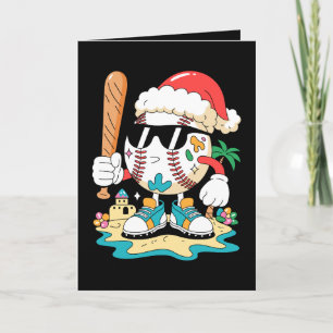 Cartão Chapéu de Natal de Beisebol do Papai Noel Bastão d