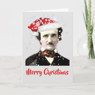 Cartão Chapéu de Natal de Edgar Allan Poe Floco de Neve