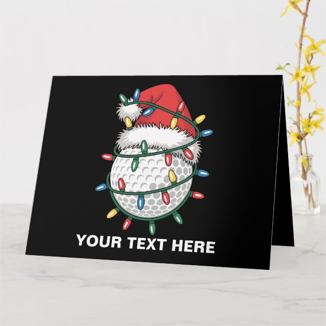 Cartão Chapéu de Papai Noel com Bolas de Golfe Personaliz (Flor Amarela)