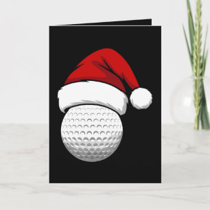 Cartão Chapéu de Papai Noel de Bola de Golfe Natal Férias