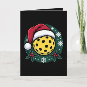 Cartão Chapéu de Papai Noel de Pickleball Azevinho Natal