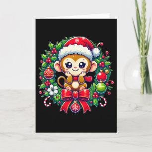 Cartão Chapéu de Papai Noel Macaco Natal Xmas