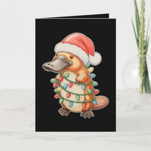 Cartão Chapéu de Papai Noel Ornitorrinco Luzes de Natal P