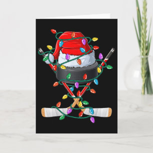 Cartão Chapéu Esportivo de Natal do Hockey Xmas Santa Ll