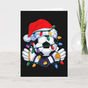 Cartão Chapéu Esportivo de Natal Soccer Xmas Santa Mascul