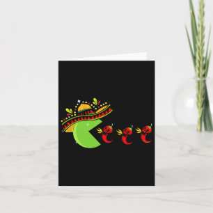 Cartão Chapéu Mexicano Divertido Comendo Pimentas Crânios