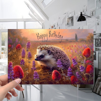 Cartão Chapéus bonitos no Sunset com Flores Aniversário