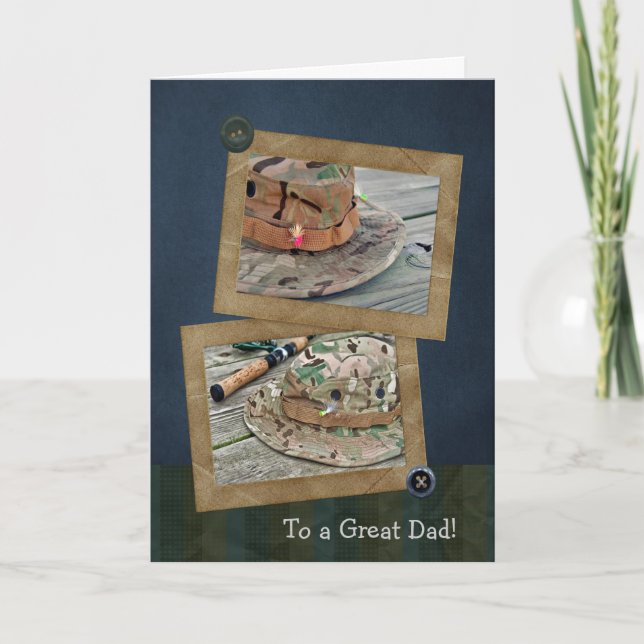 Cartão Chapéus de pesca para Dia de os pais (Frente)