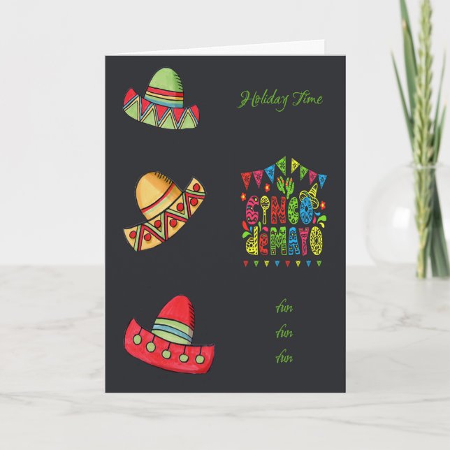 Cartão Chapéus Mexicanos do Feriado Cinco de Maio (Frente)