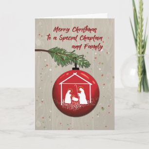 Cartão Chaplain e Enfeites de natal familiar com Manger