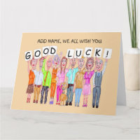 Charge de pessoas desejando boa sorte