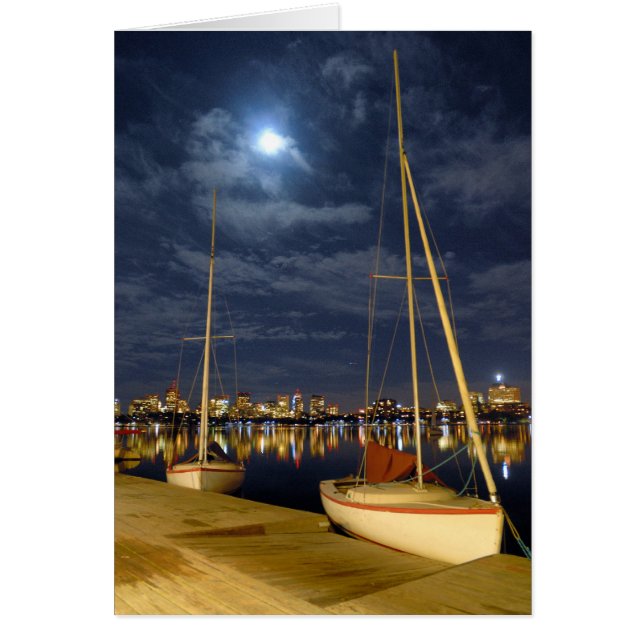 Cartão Charles River e Boston Skyline (Frente)