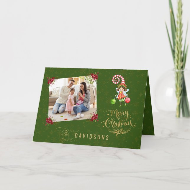 Cartão Charm Felry Christmas Fairy Family Photo (Frente)