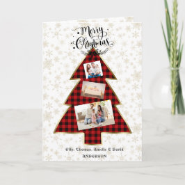 Cartão Charm Red Buffalo Dourado Sua Foto Feliz Natal