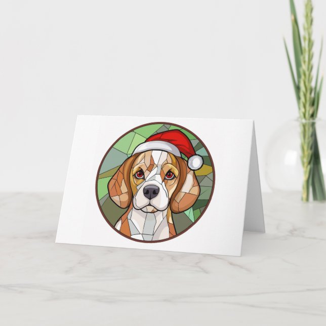 Cartão Charme Canino: Natal Temático de Beagle (Frente)